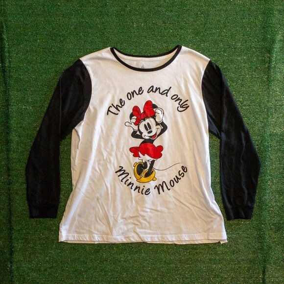 DISNEY MINNIE MOUSE THE ONE AND ONLY WOMENS LONG SLEEVE SHIRT WHITE BLACK SZ XXL - Picture 1 of 5